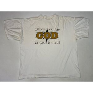 VINTAGE Where Ever I Go God Is With Me Graphic T-shirt Men XL 90s Single Stitch